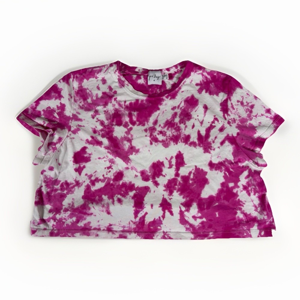 Women's Tie-Dye Crop Top T Shirt Size‎ 12 Pink & White Polly Brand